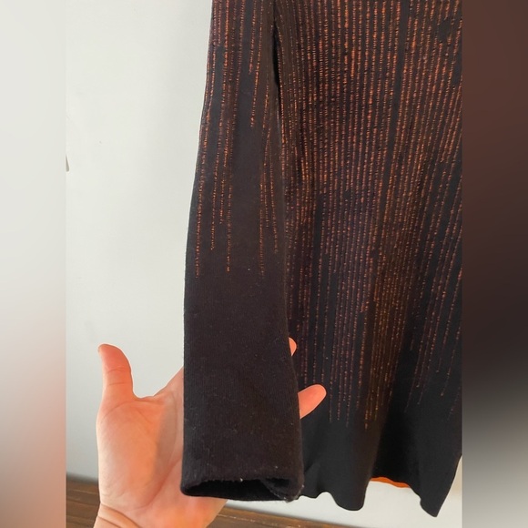 McQ by Alexander McQueen, XS, black and orange ribbed midi longsleeve dress EUC - Picture 14 of 14